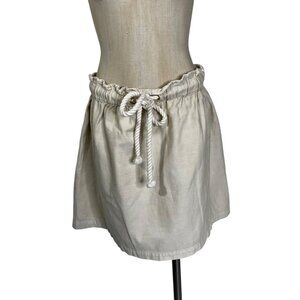 J. Crew women's skirt 12 tan khaki tie waist elastic waist 100% cotton NWT